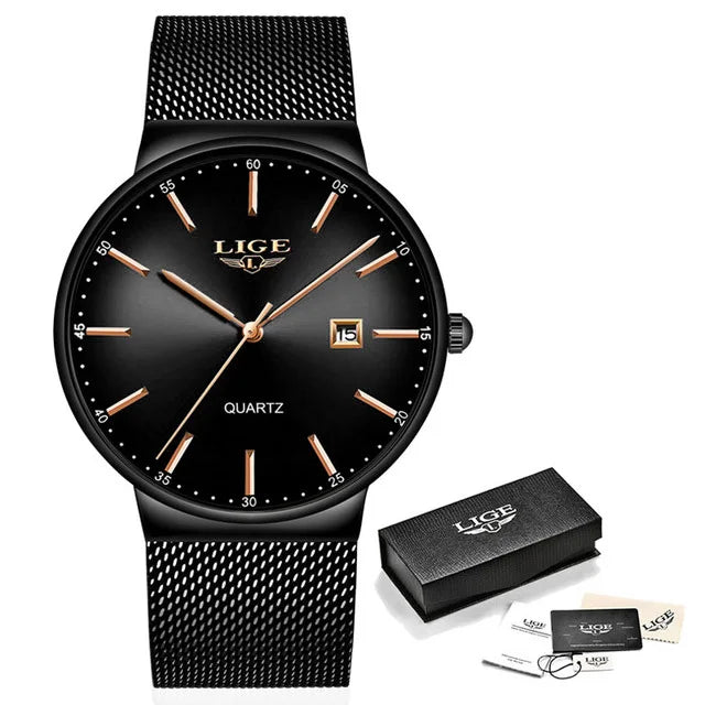 Men Watches LIGE Top Brand Luxury Waterproof Ultra Thin