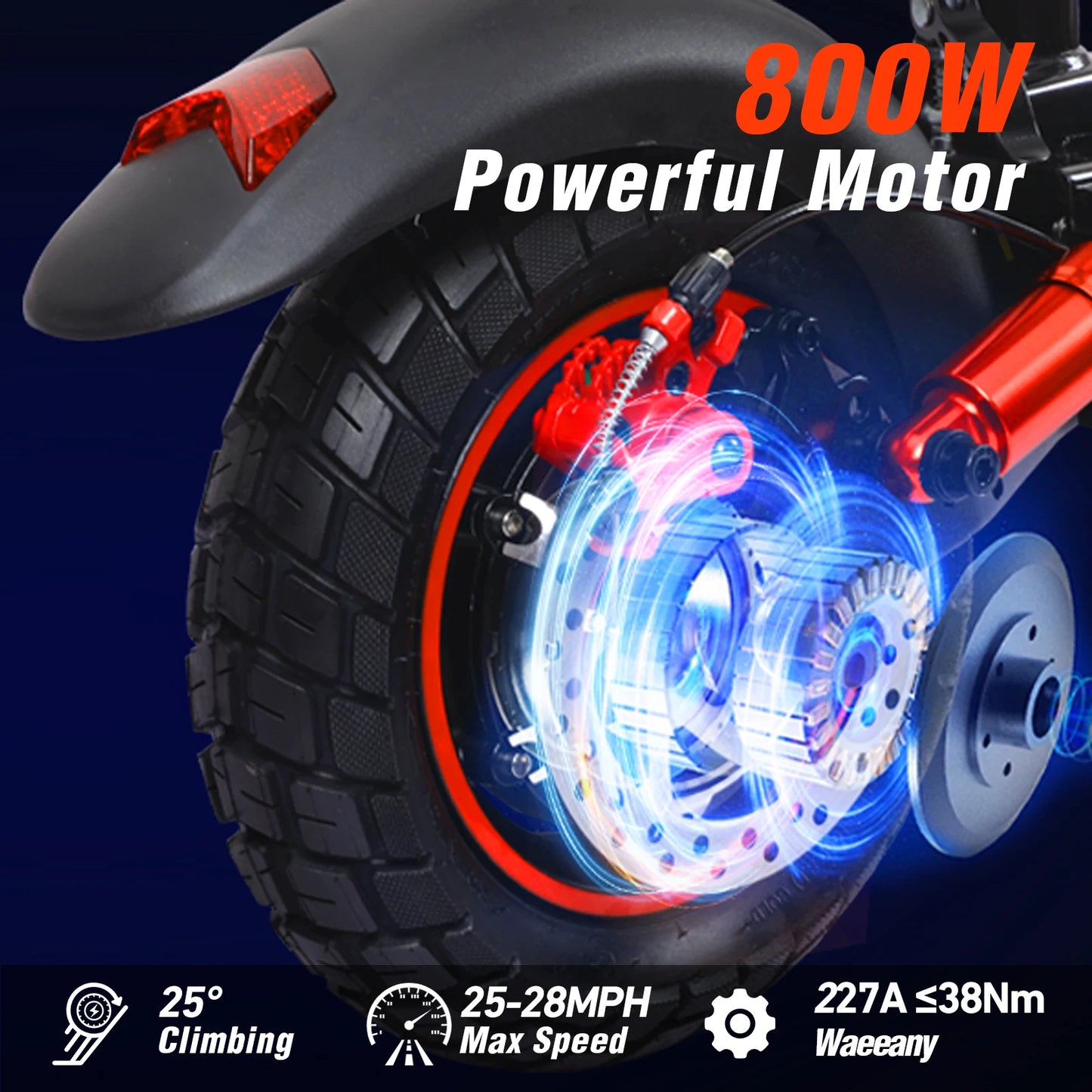 J01 Off-Road Electric Scooter – 800W Motor, 48V Battery, Foldable & Double Disc Brakes