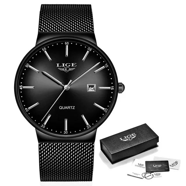 Men Watches LIGE Top Brand Luxury Waterproof Ultra Thin