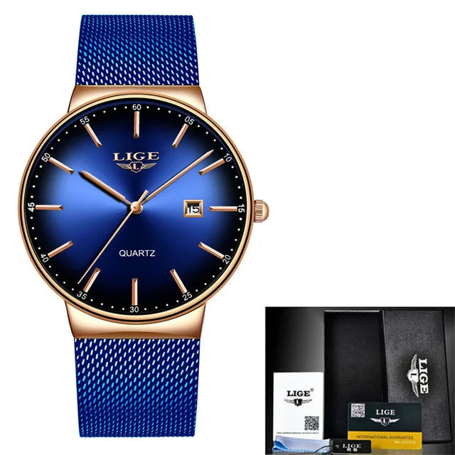 Men Watches LIGE Top Brand Luxury Waterproof Ultra Thin