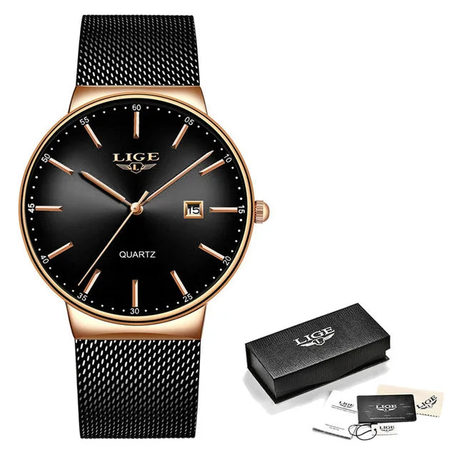 Men Watches LIGE Top Brand Luxury Waterproof Ultra Thin