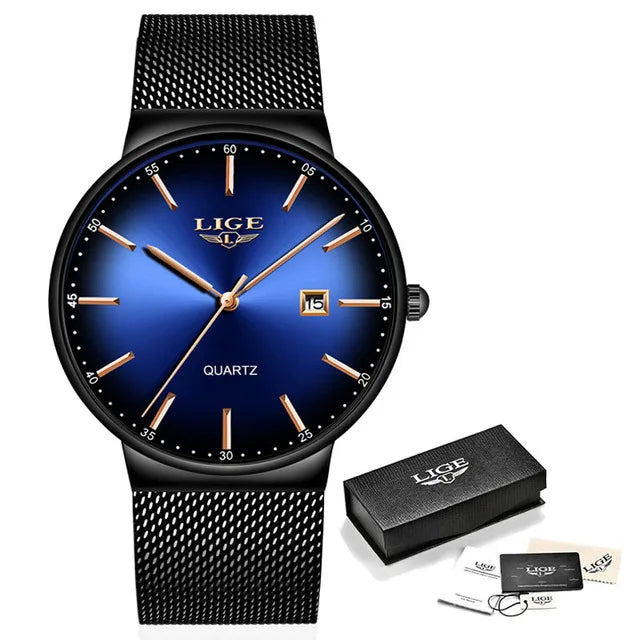 Men Watches LIGE Top Brand Luxury Waterproof Ultra Thin