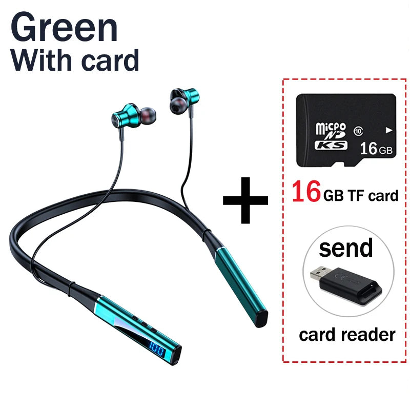 Neckband Earphone With Microphone Auriculate Sport Headset HD Bass Sd Card