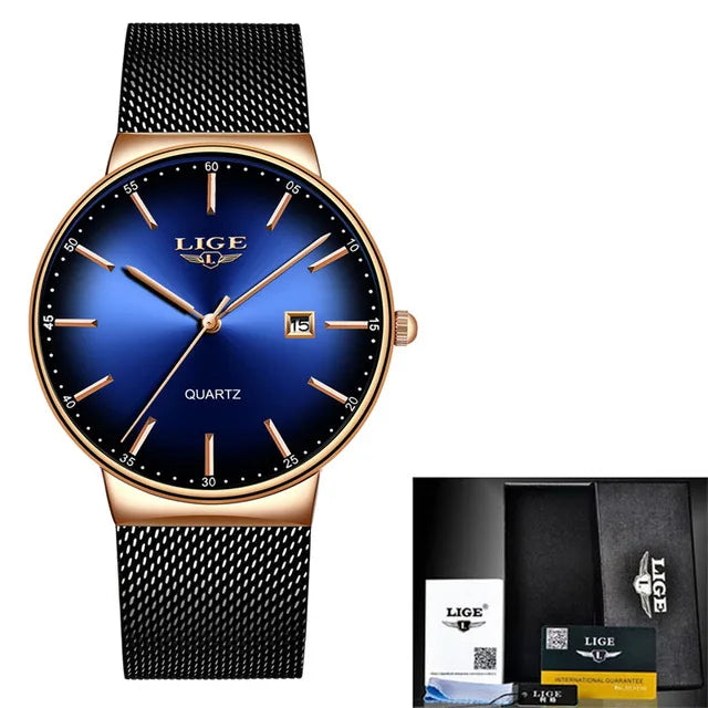 Men Watches LIGE Top Brand Luxury Waterproof Ultra Thin