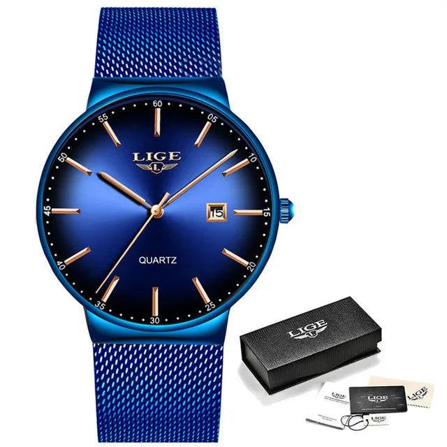 Men Watches LIGE Top Brand Luxury Waterproof Ultra Thin