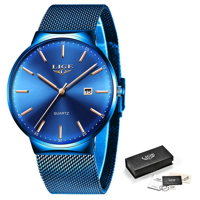 Men Watches LIGE Top Brand Luxury Waterproof Ultra Thin