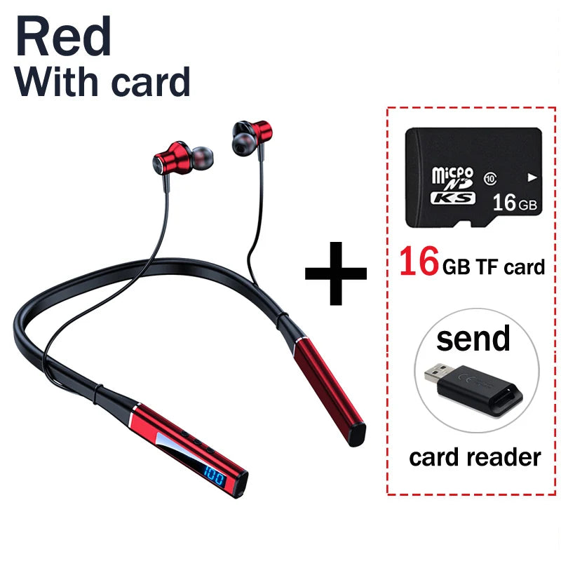 Neckband Earphone With Microphone Auriculate Sport Headset HD Bass Sd Card