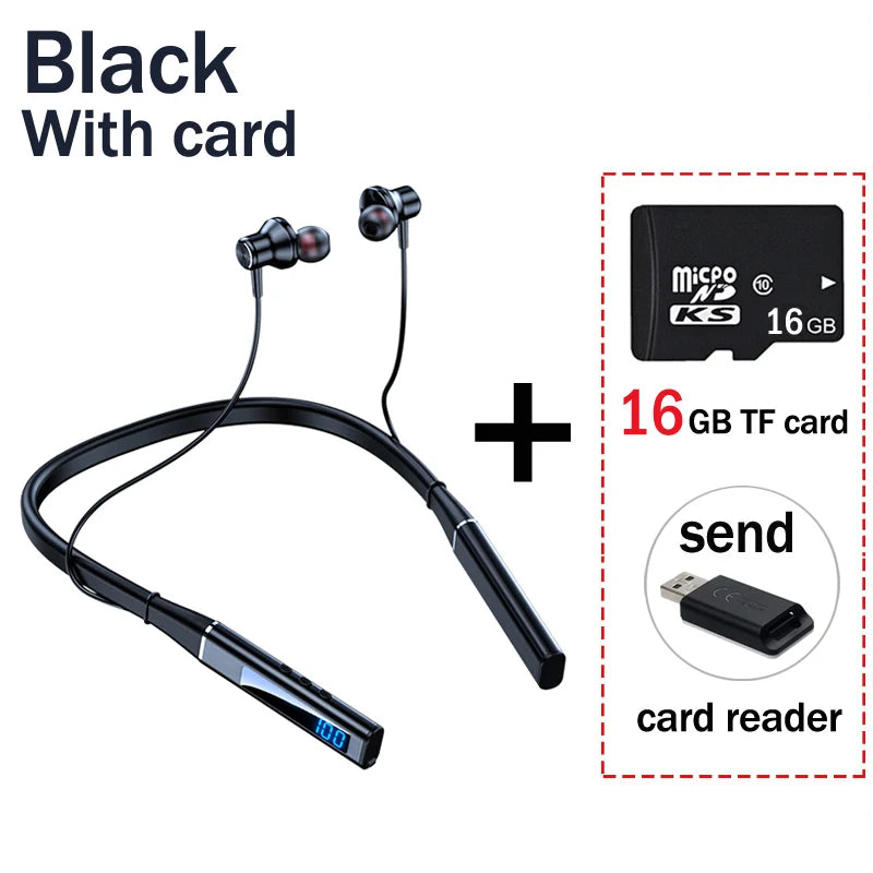 Neckband Earphone With Microphone Auriculate Sport Headset HD Bass Sd Card