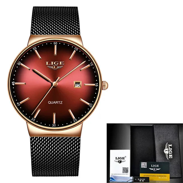 Men Watches LIGE Top Brand Luxury Waterproof Ultra Thin