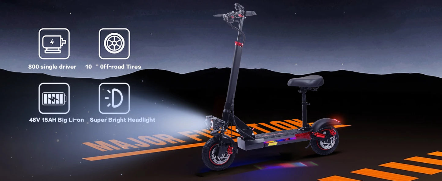 J01 Off-Road Electric Scooter – 800W Motor, 48V Battery, Foldable & Double Disc Brakes