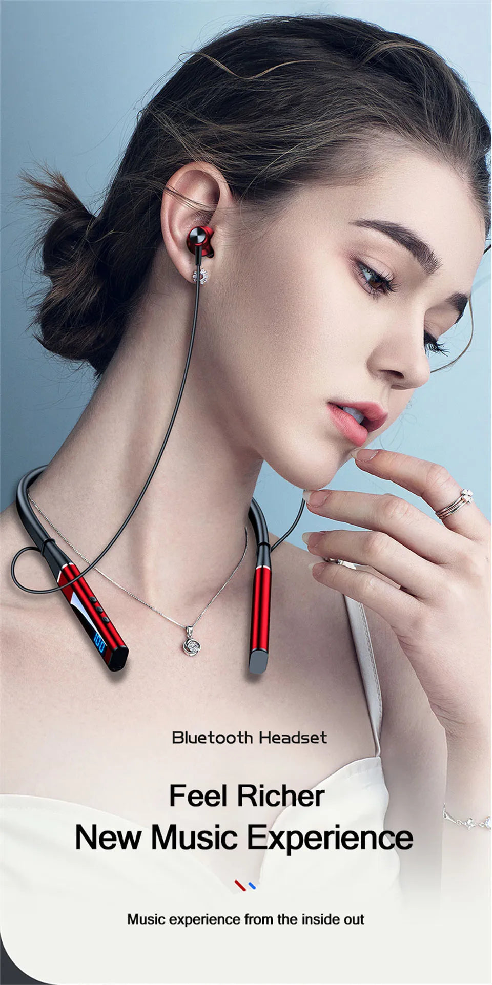 Neckband Earphone With Microphone Auriculate Sport Headset HD Bass Sd Card