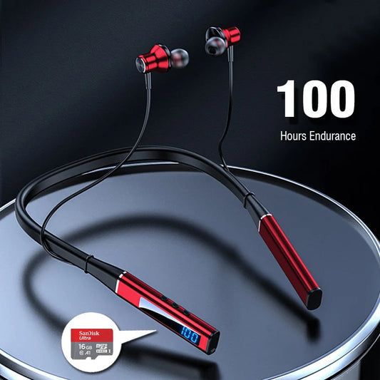 Neckband Earphone With Microphone Auriculate Sport Headset HD Bass Sd Card