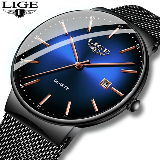 Men Watches LIGE Top Brand Luxury Waterproof Ultra Thin